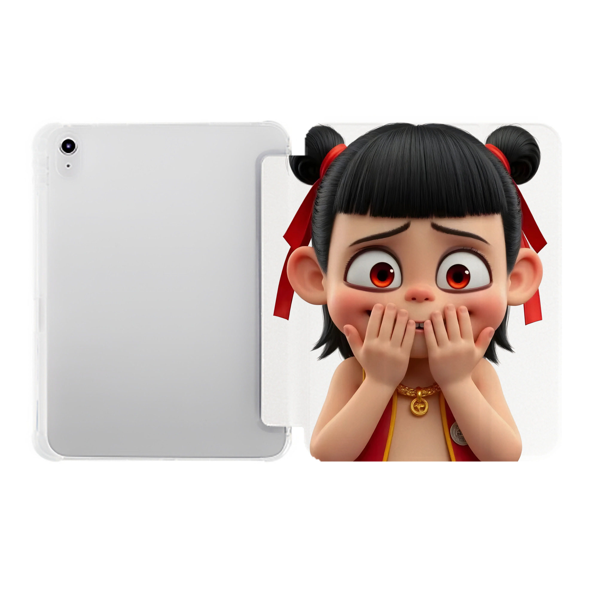 （画像用） Ne Zha 2 ナタ 魔童の大暴れ IPad ケース ペン収納付き 三つ折りスタンド PUレザー×シリコン 対応機種9.5/10.5/10.9インチ